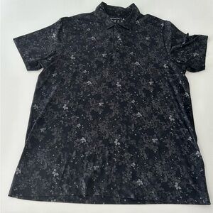 Abercrombie Black Floral Golf Polo